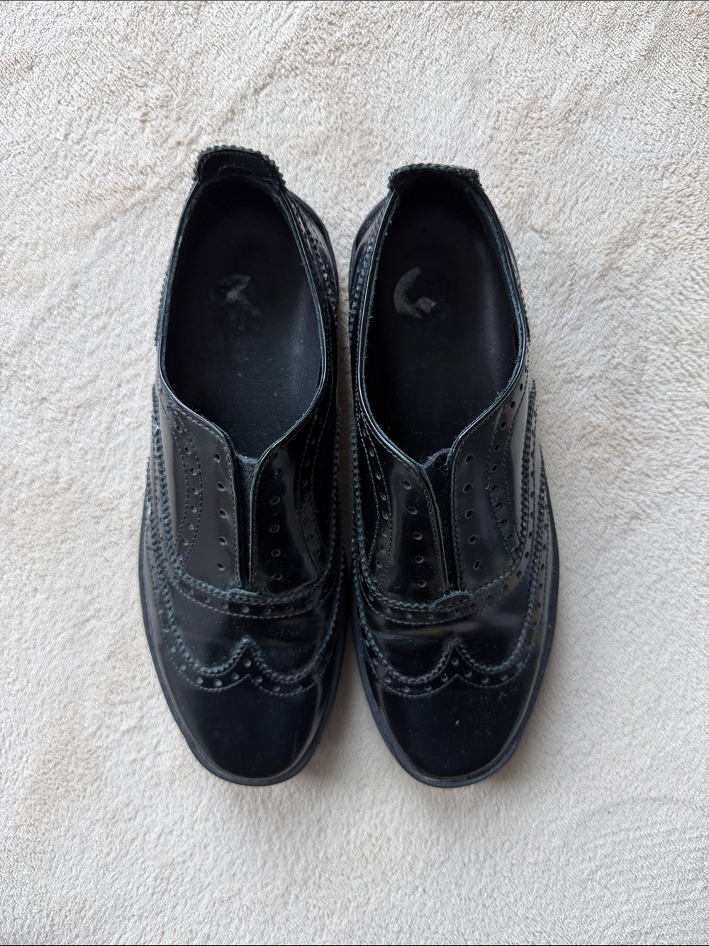 rag & bone Women's Black Leather Wingtip Shoes